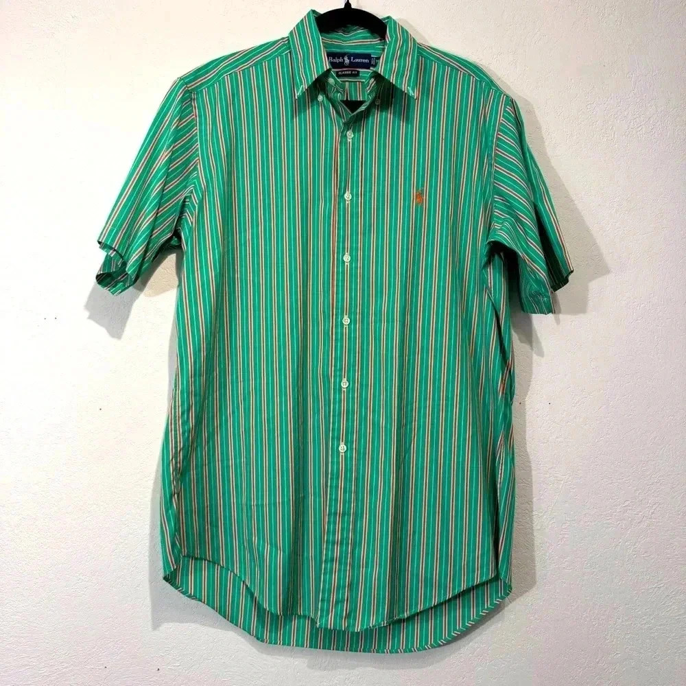 Ralph Lauren Men’s Short Sleeve Striped Button Down size M